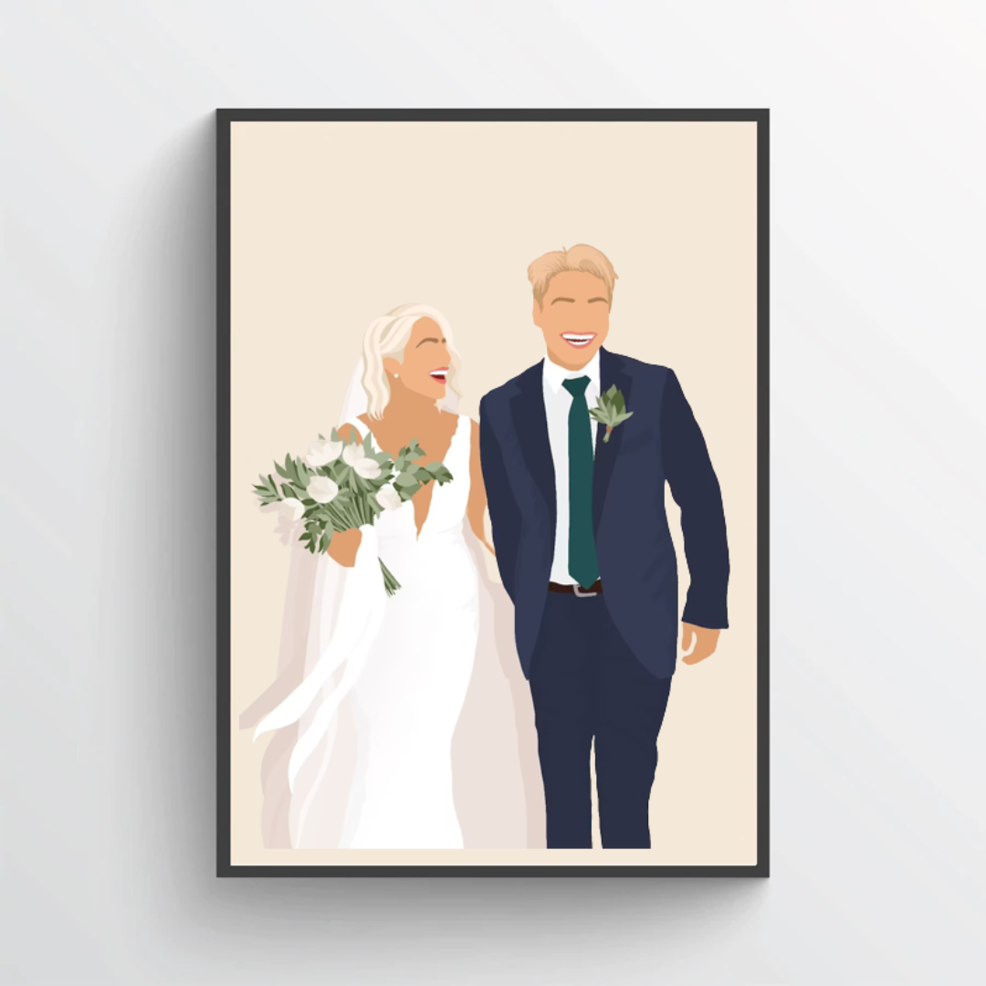 Personalisiertes minimalistisches Hochzeitsportrait