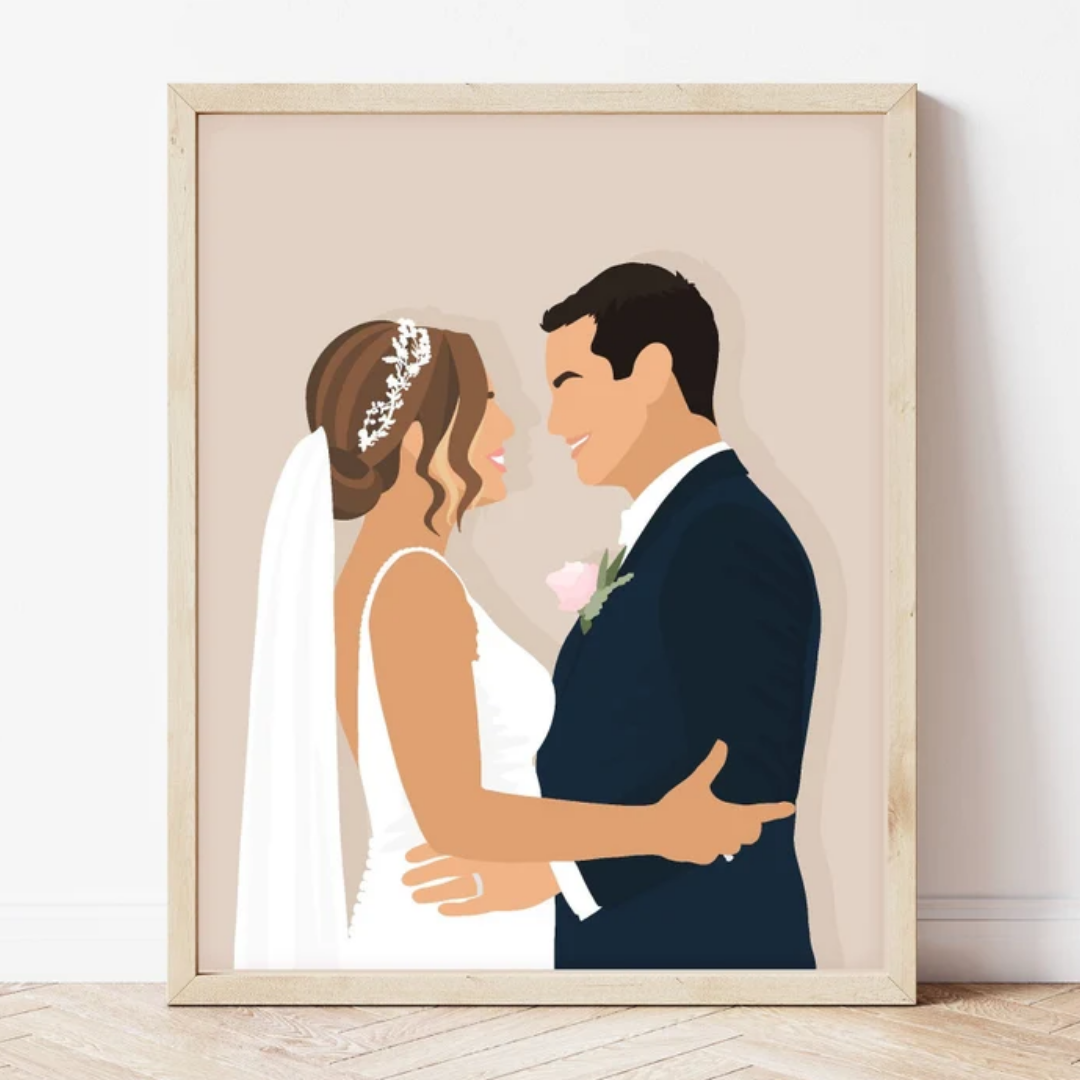 Personalisiertes minimalistisches Hochzeitsportrait
